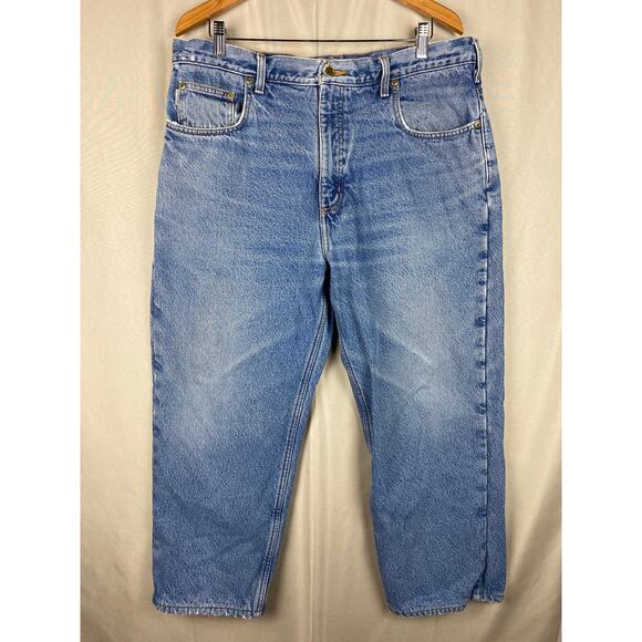 Carhartt Fleece Lined Denim Jeans Men’s sz 38 x 32 (actual 36 x 26) Relaxed Fit - Picture 1 of 10